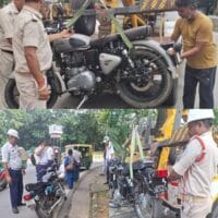 मोडिफाइड साइलेंसर के खिलाफ बिष्टुपुर ट्रैफिक पुलिस की कार्रवाई…..